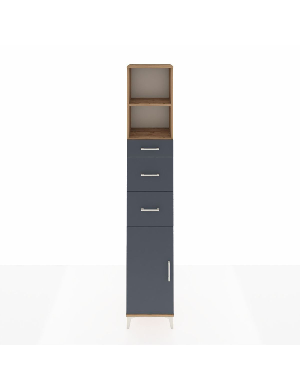 Hyperion Dolap 3 Raflı 3 Çekmeceli Tek Kapaklı 44x44x243 Çam-Antrasit