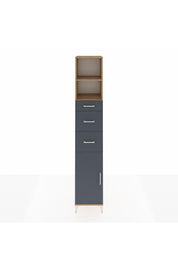 Hyperion Dolap 3 Raflı 3 Çekmeceli Tek Kapaklı 44x44x243 Çam-Antrasit