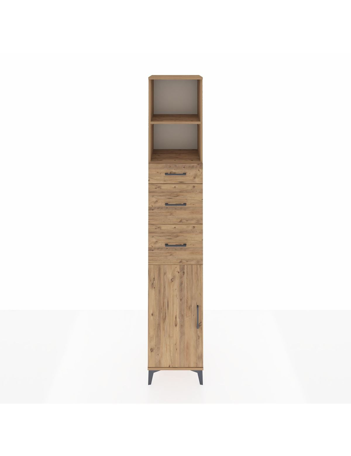 Hyperion Dolap 3 Raflı 3 Çekmeceli Tek Kapaklı 44x44x243 Çam-Çam