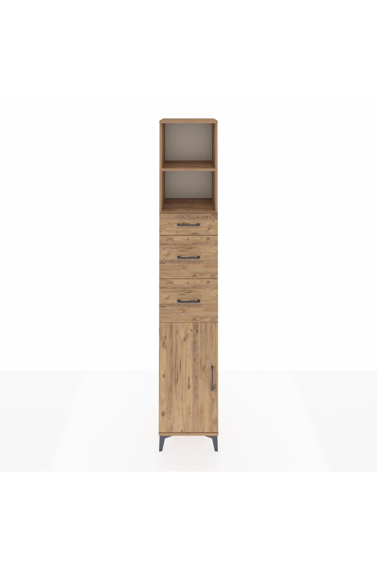 Hyperion Dolap 3 Raflı 3 Çekmeceli Tek Kapaklı 44x44x243 Çam-Çam