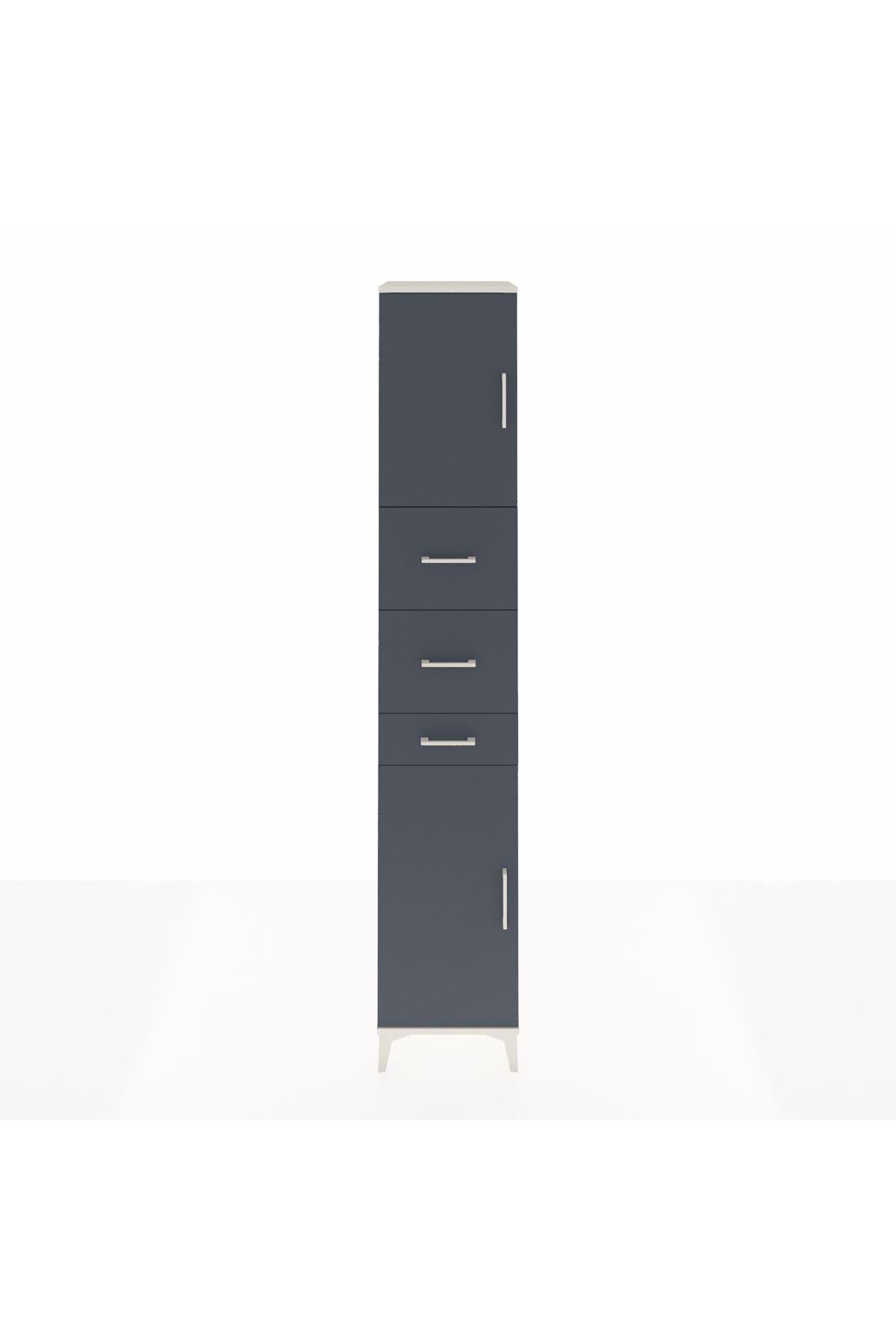 Hyperion Dolap 3 Raflı 3 Çekmeceli 2 Kapaklı 44x44x243 Aytaşı-Antrasit