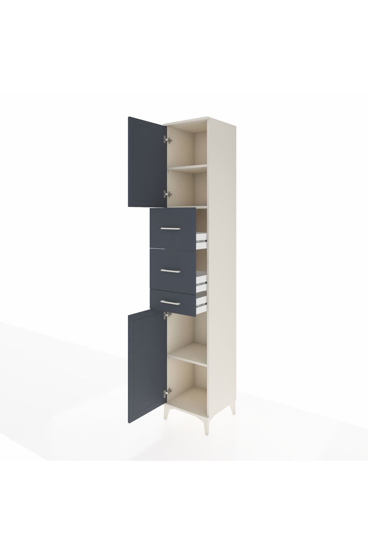 Hyperion Dolap 3 Raflı 3 Çekmeceli 2 Kapaklı 44x44x243 Aytaşı-Antrasit