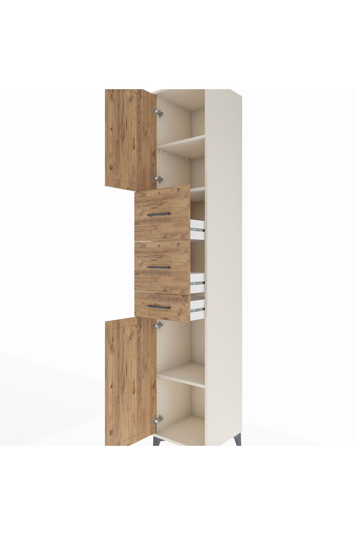 Hyperion Dolap 3 Raflı 3 Çekmeceli 2 Kapaklı 44x44x243 Aytaşı-Çam