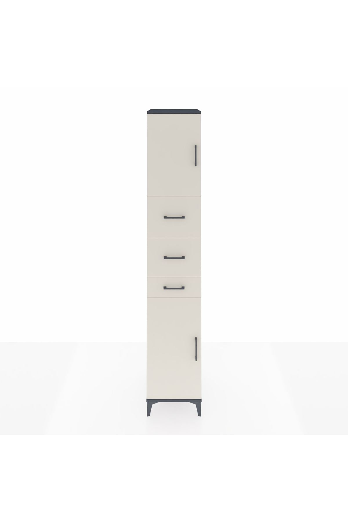 Hyperion Dolap 3 Raflı 3 Çekmeceli 2 Kapaklı 44x44x243 Antrasit-Aytaşı