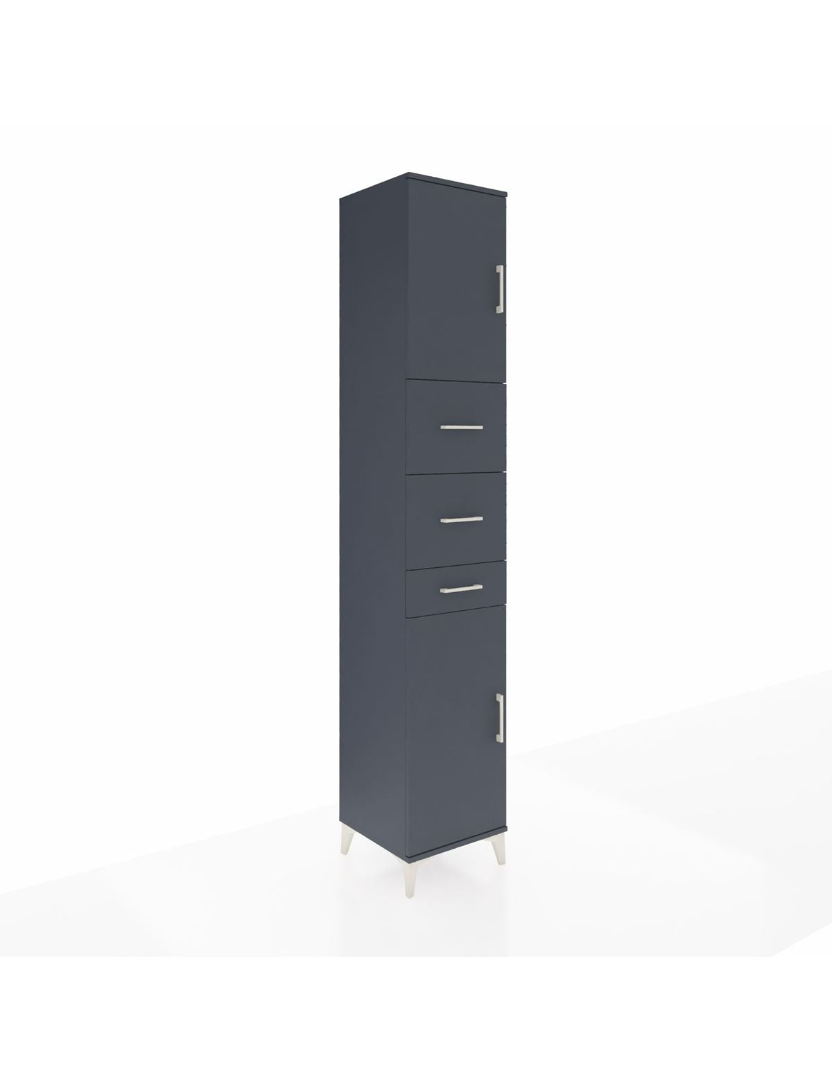 Hyperion Dolap 3 Raflı 3 Çekmeceli 2 Kapaklı 44x44x243 Antrasit-Antrasit