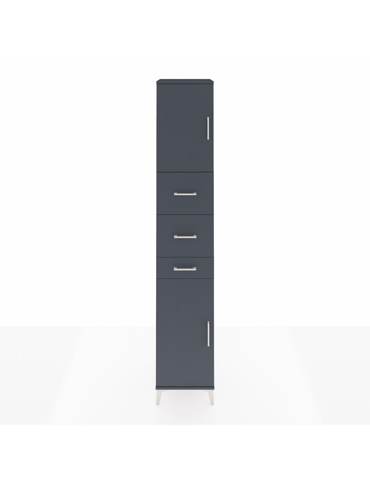 Hyperion Dolap 3 Raflı 3 Çekmeceli 2 Kapaklı 44x44x243 Antrasit-Antrasit