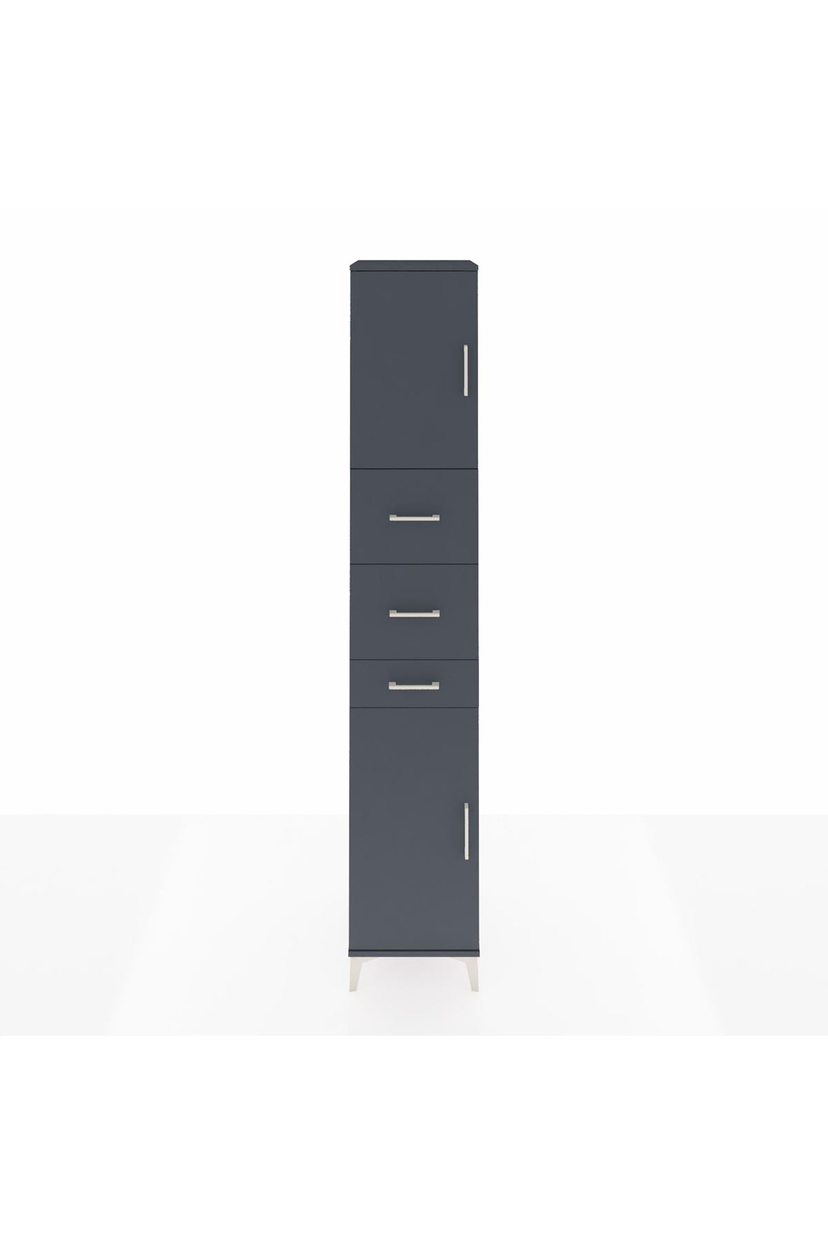 Hyperion Dolap 3 Raflı 3 Çekmeceli 2 Kapaklı 44x44x243 Antrasit-Antrasit