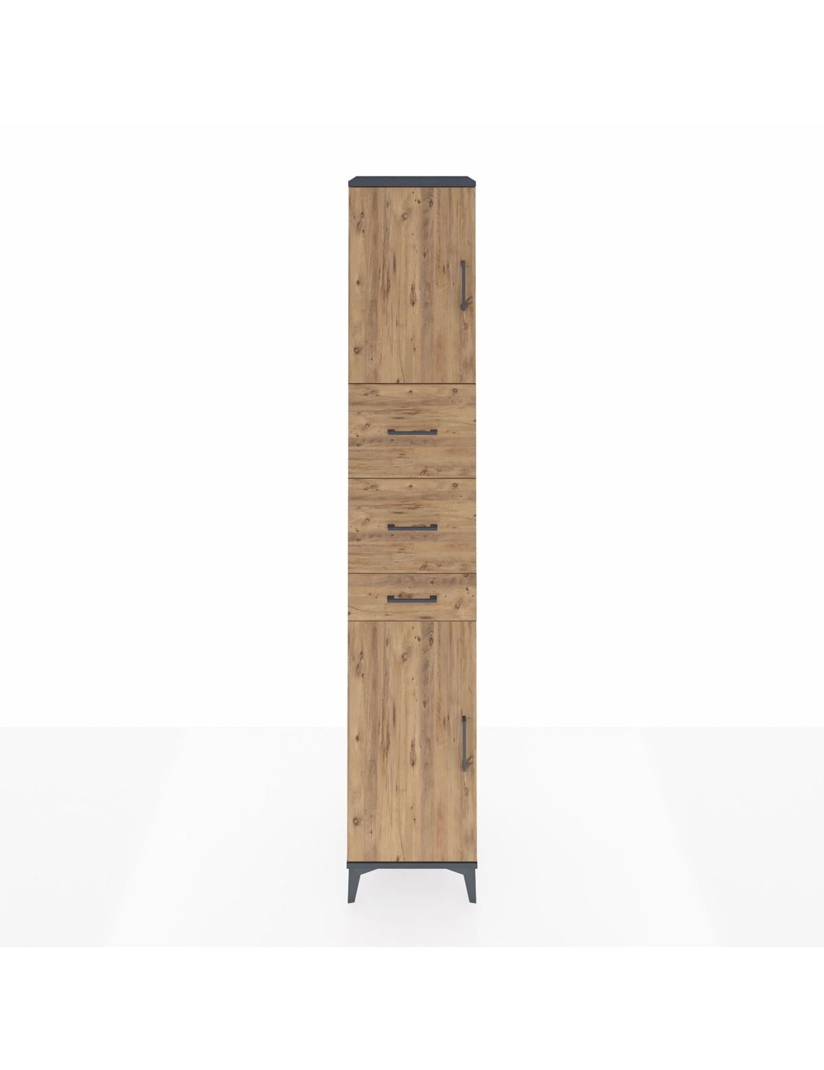 Hyperion Dolap 3 Raflı 3 Çekmeceli 2 Kapaklı 44x44x243 Antrasit-Çam