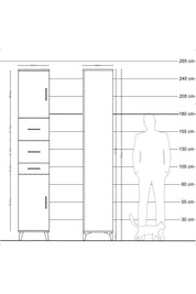 Hyperion Dolap 3 Raflı 3 Çekmeceli 2 Kapaklı 44x44x243 Antrasit-Çam
