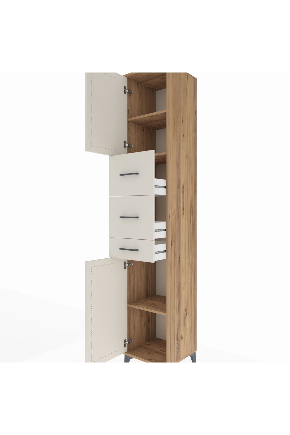 Hyperion Dolap 3 Raflı 3 Çekmeceli 2 Kapaklı 44x44x243 Çam-Aytaşı