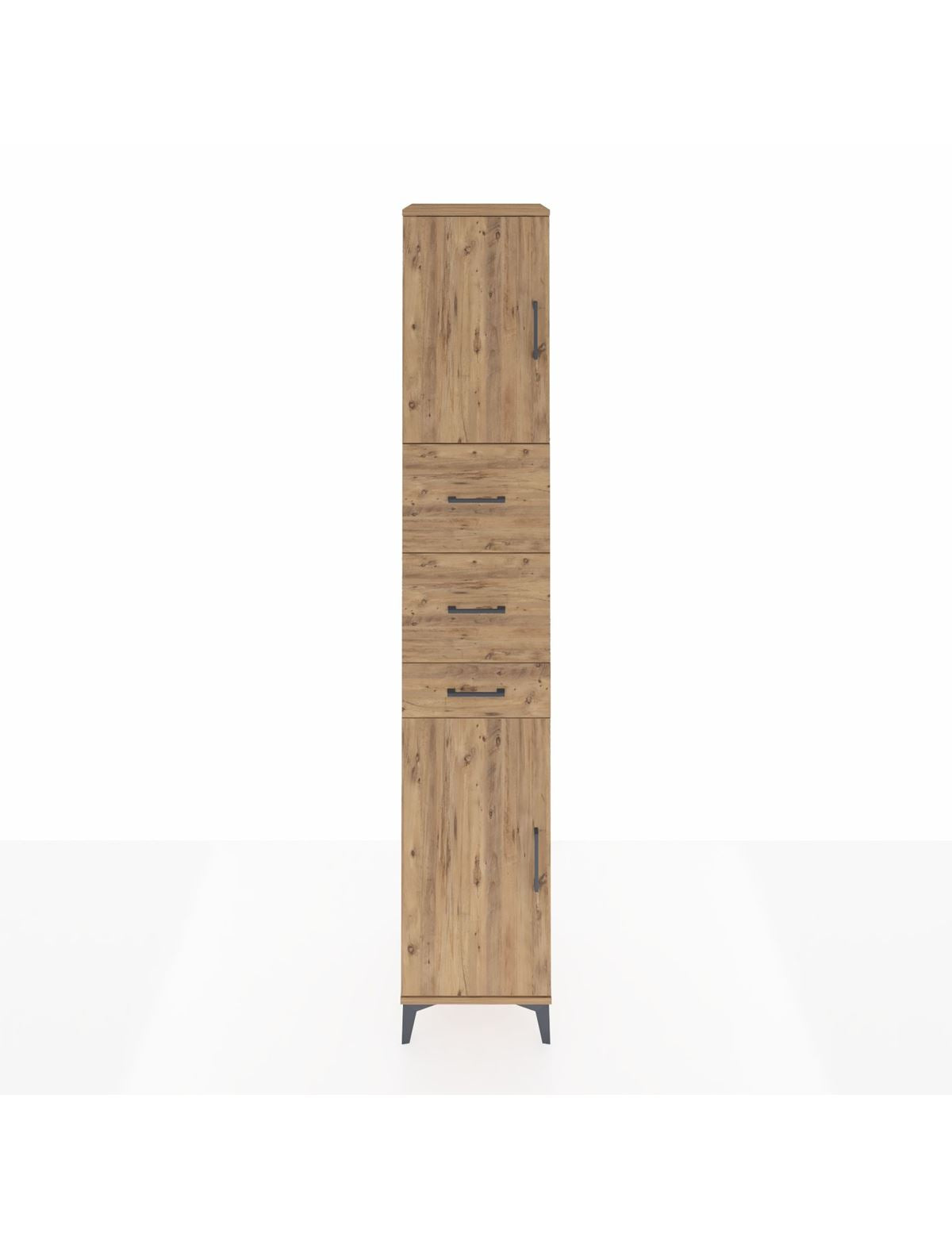 Hyperion Dolap 3 Raflı 3 Çekmeceli 2 Kapaklı 44x44x243 Çam-Çam