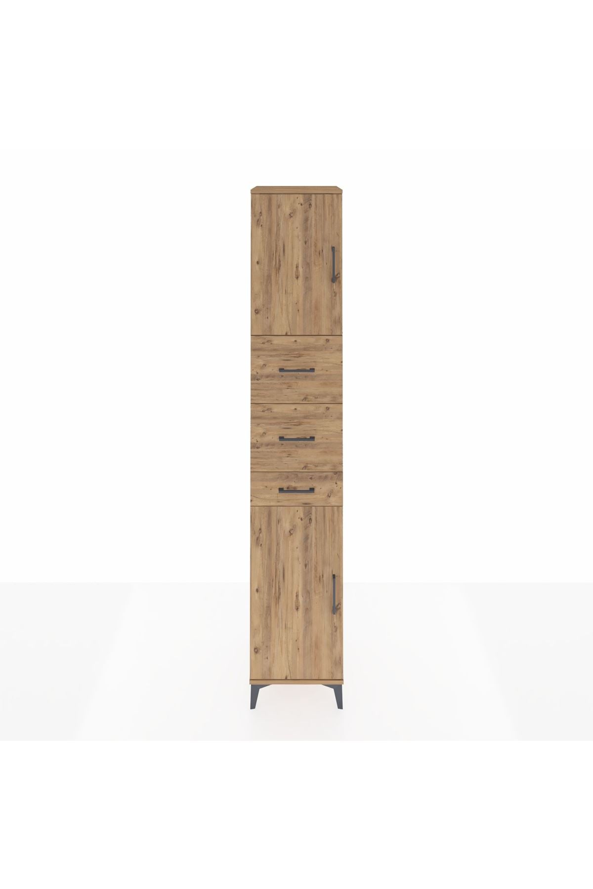 Hyperion Dolap 3 Raflı 3 Çekmeceli 2 Kapaklı 44x44x243 Çam-Çam