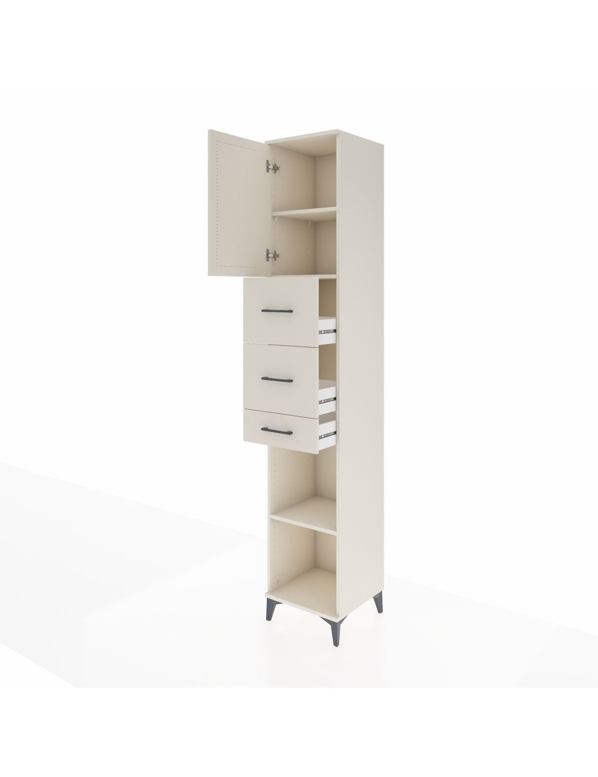 Hyperion Dolap 3 Raflı 3 Çekmeceli Tek Kapaklı 44x44x243 - S64M185V1B