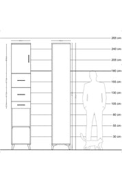 Hyperion Dolap 3 Raflı 3 Çekmeceli Tek Kapaklı 44x44x243 Aytaşı-Aytaşı
