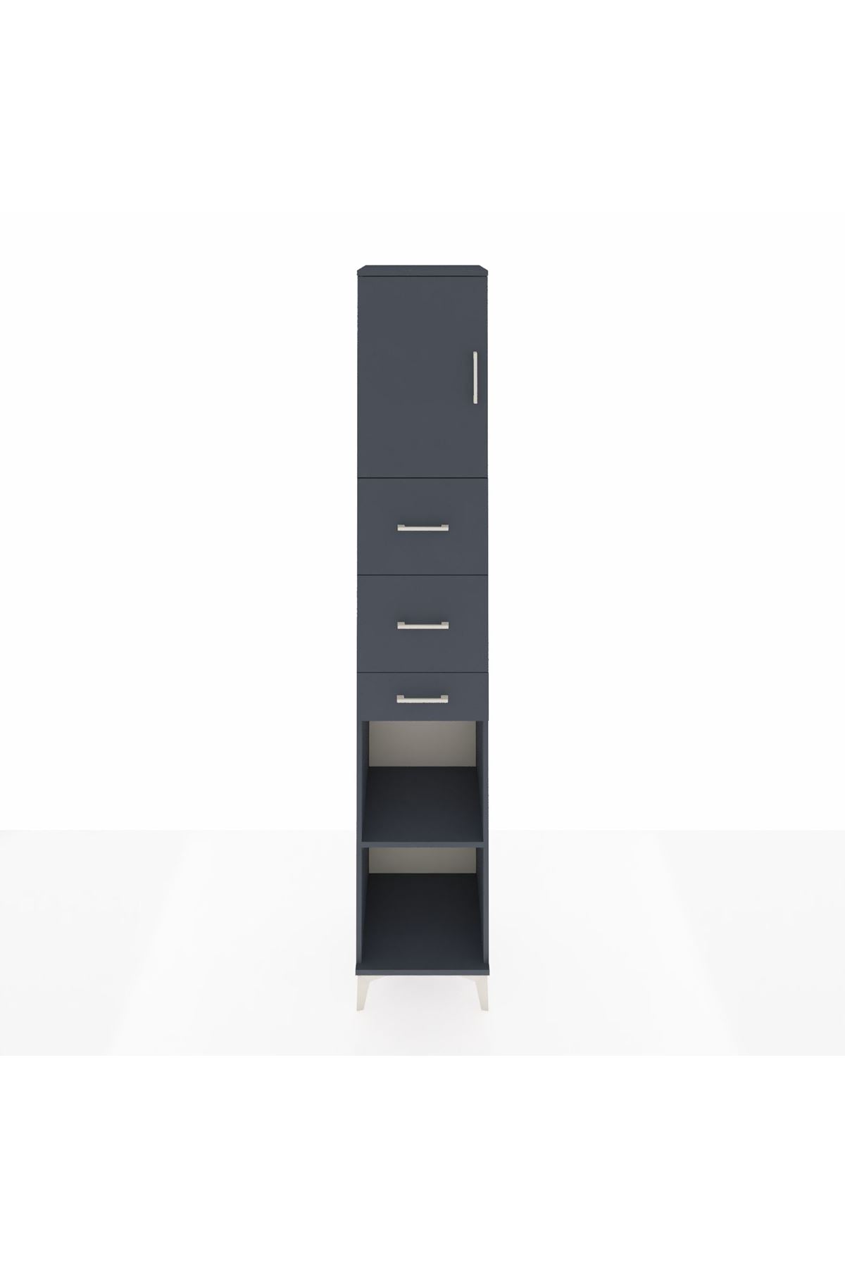 Hyperion Dolap 3 Raflı 3 Çekmeceli Tek Kapaklı 44x44x243 Antrasit-Antrasit