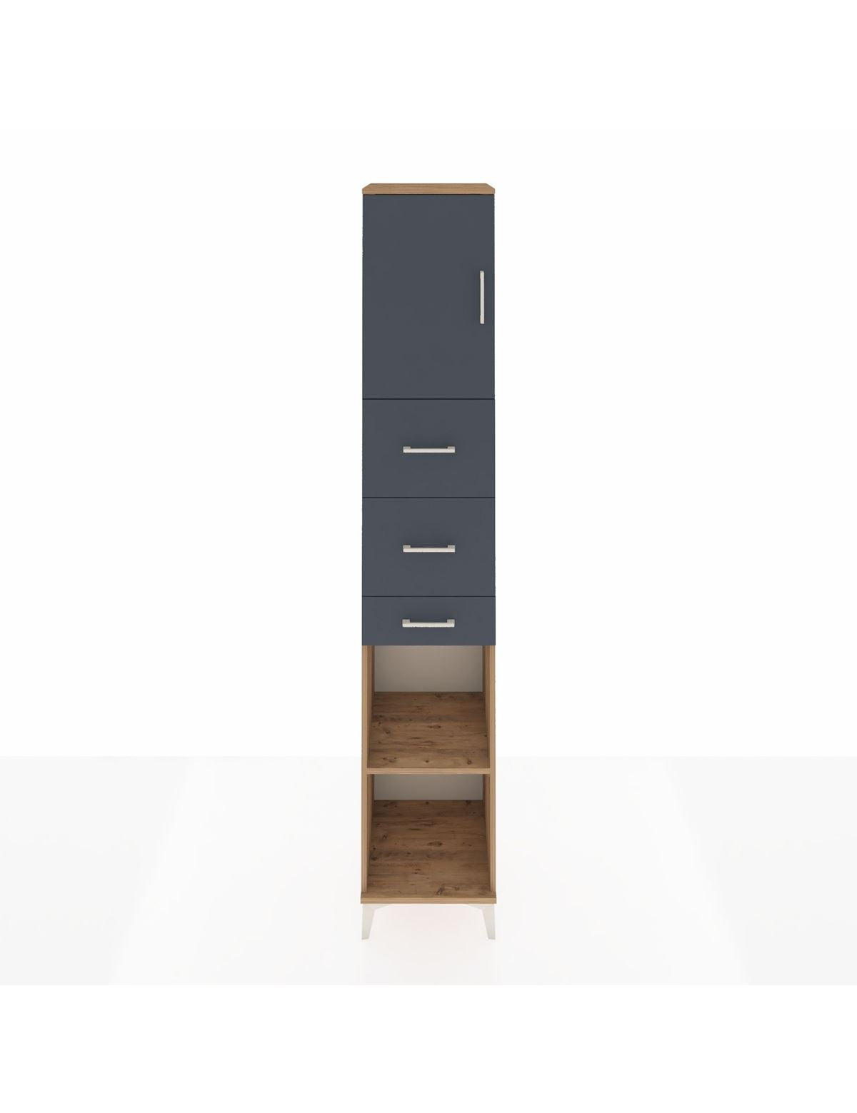 Hyperion Dolap 3 Raflı 3 Çekmeceli Tek Kapaklı 44x44x243 Çam-Antrasit