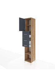 Hyperion Dolap 3 Raflı 3 Çekmeceli Tek Kapaklı 44x44x243 Çam-Antrasit