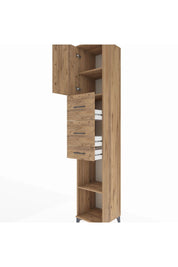 Hyperion Dolap 3 Raflı 3 Çekmeceli Tek Kapaklı 44x44x243 Çam-Çam