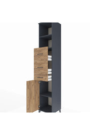 Hyperion Dolap 3 Raflı 3 Çekmeceli Tek Kapaklı 44x44x243 Antrasit-Çam