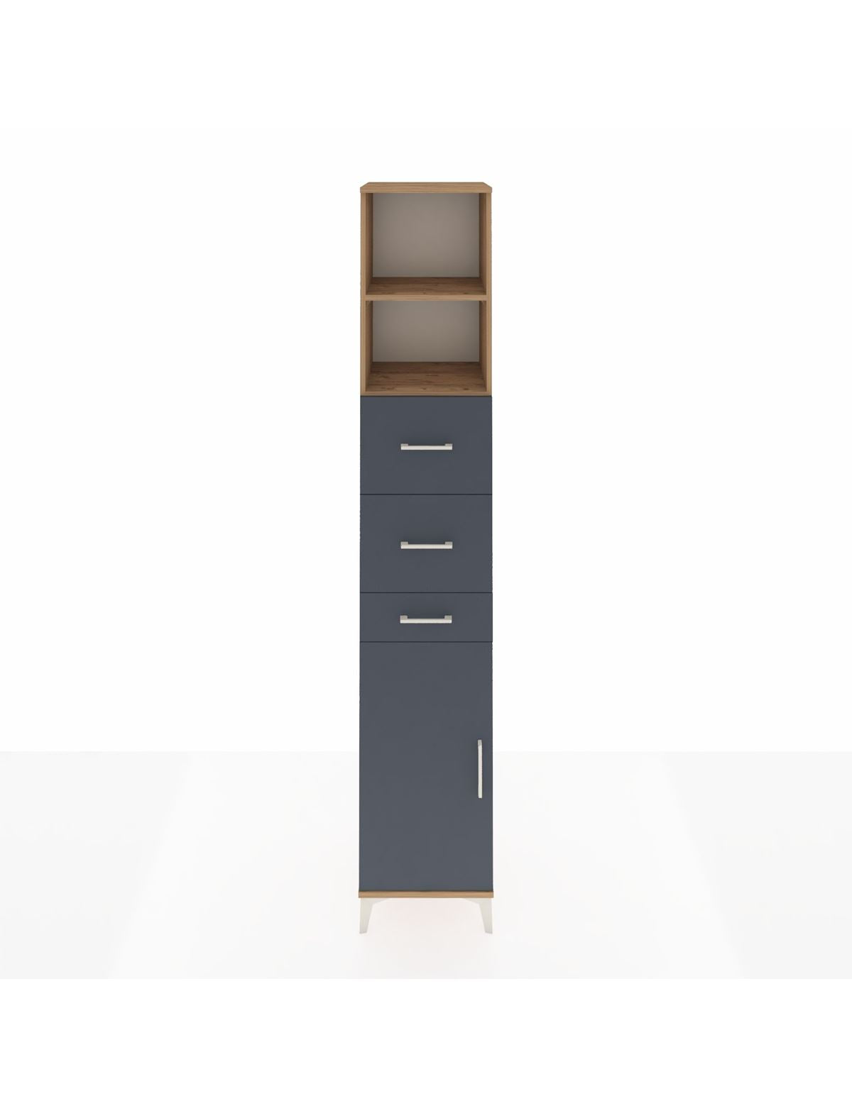 Hyperion Dolap 3 Raflı 3 Çekmeceli Tek Kapaklı 44x44x243 Çam-Antrasit