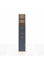 Hyperion Dolap 3 Raflı 3 Çekmeceli Tek Kapaklı 44x44x243 Çam-Antrasit