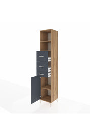 Hyperion Dolap 3 Raflı 3 Çekmeceli Tek Kapaklı 44x44x243 Çam-Antrasit