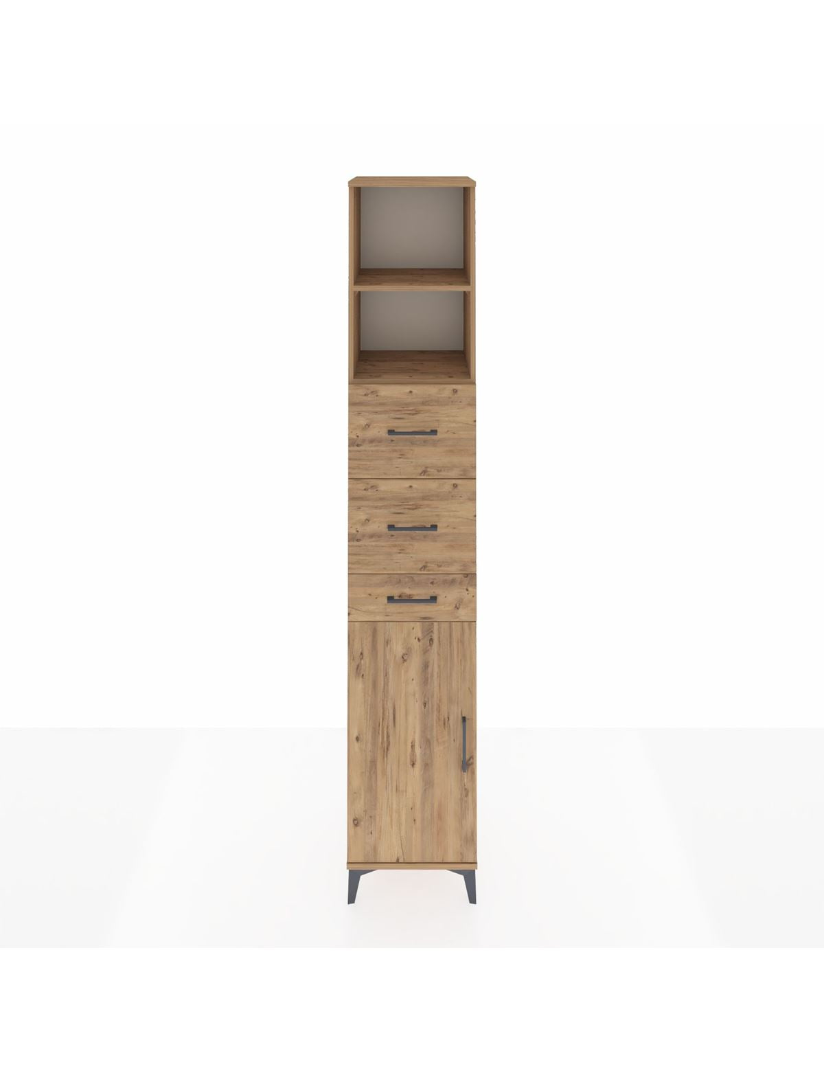 Hyperion Dolap 3 Raflı 3 Çekmeceli Tek Kapaklı 44x44x243 Çam-Çam