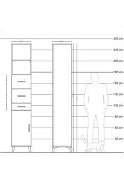 Hyperion Dolap 3 Raflı 3 Çekmeceli Tek Kapaklı 44x44x243 Çam-Çam