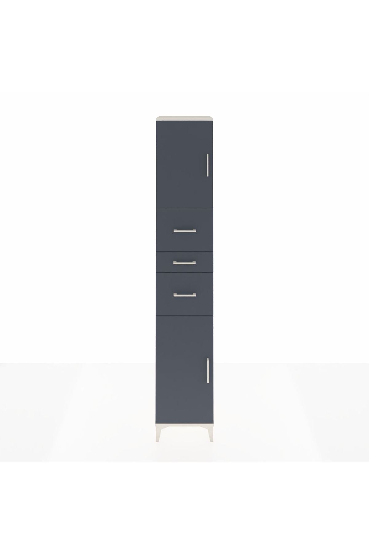 Hyperion Dolap 3 Raflı 3 Çekmeceli 2 Kapaklı 44x44x243 Aytaşı-Antrasit