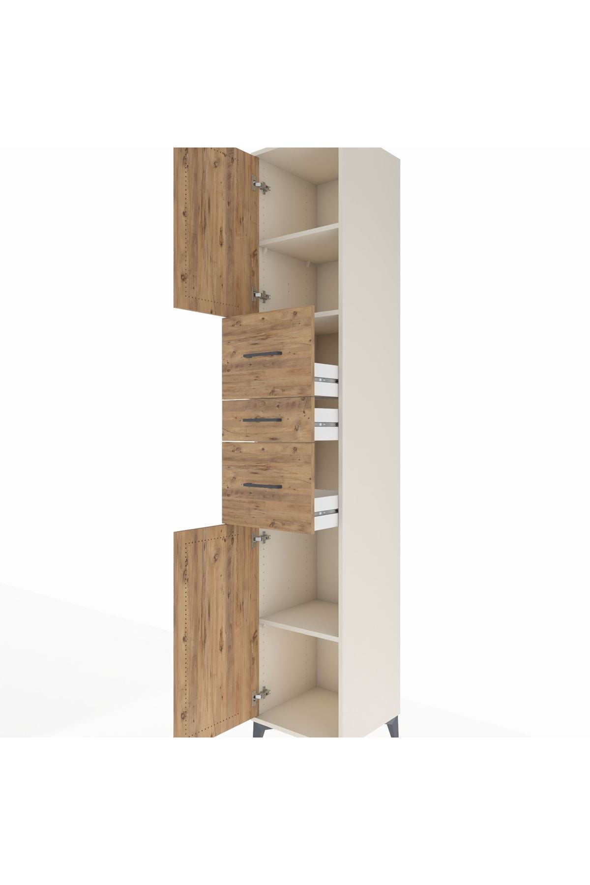 Hyperion Dolap 3 Raflı 3 Çekmeceli 2 Kapaklı 44x44x243 Aytaşı-Çam