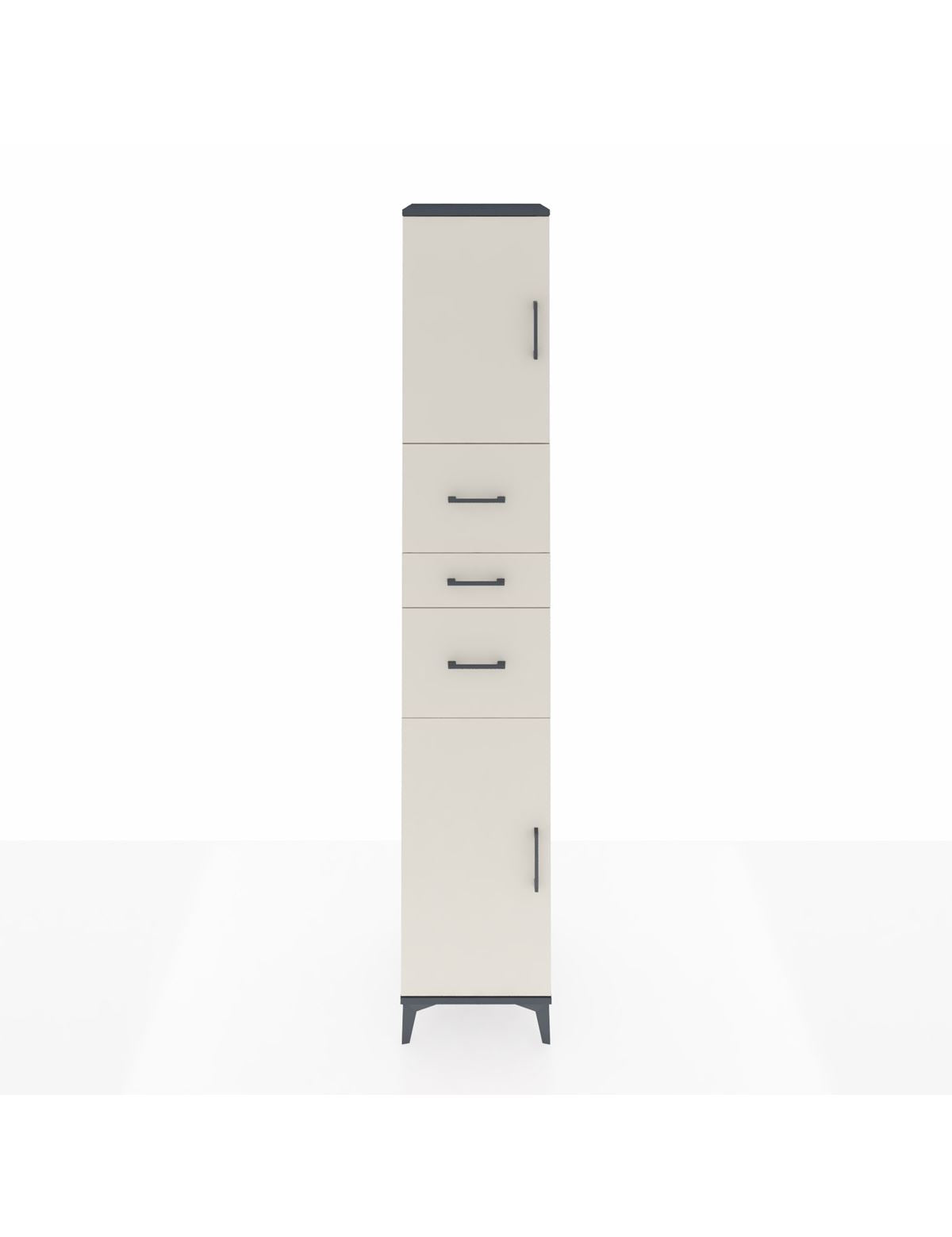 Hyperion Dolap 3 Raflı 3 Çekmeceli 2 Kapaklı 44x44x243 Antrasit-Aytaşı