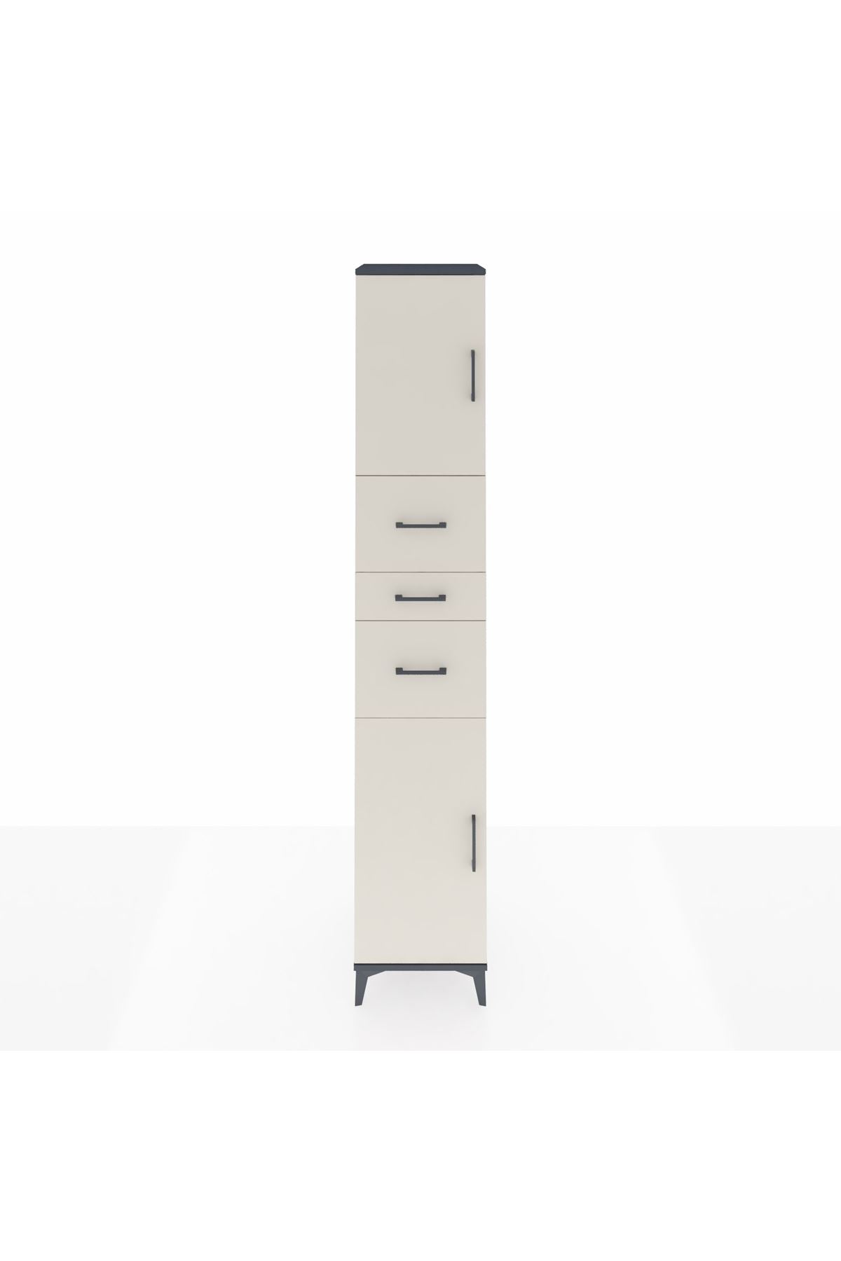 Hyperion Dolap 3 Raflı 3 Çekmeceli 2 Kapaklı 44x44x243 Antrasit-Aytaşı