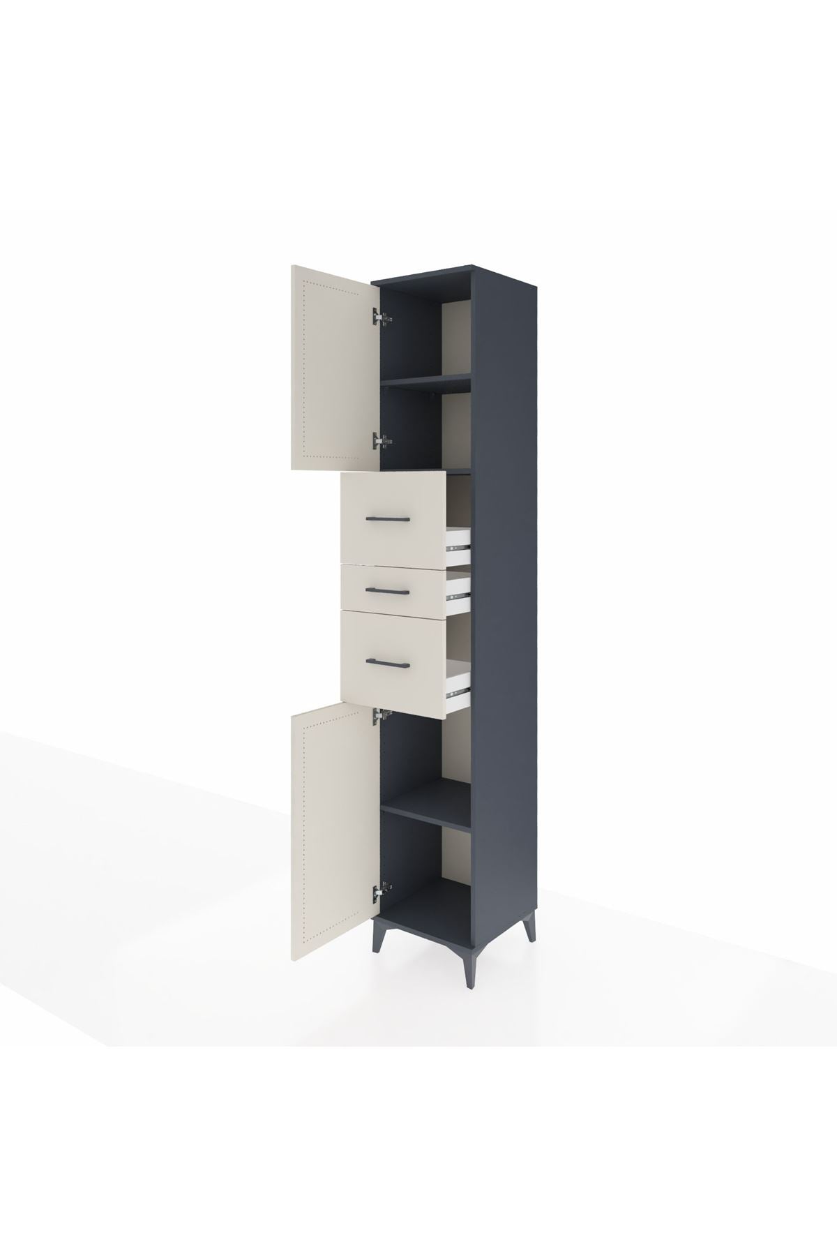 Hyperion Dolap 3 Raflı 3 Çekmeceli 2 Kapaklı 44x44x243 Antrasit-Aytaşı