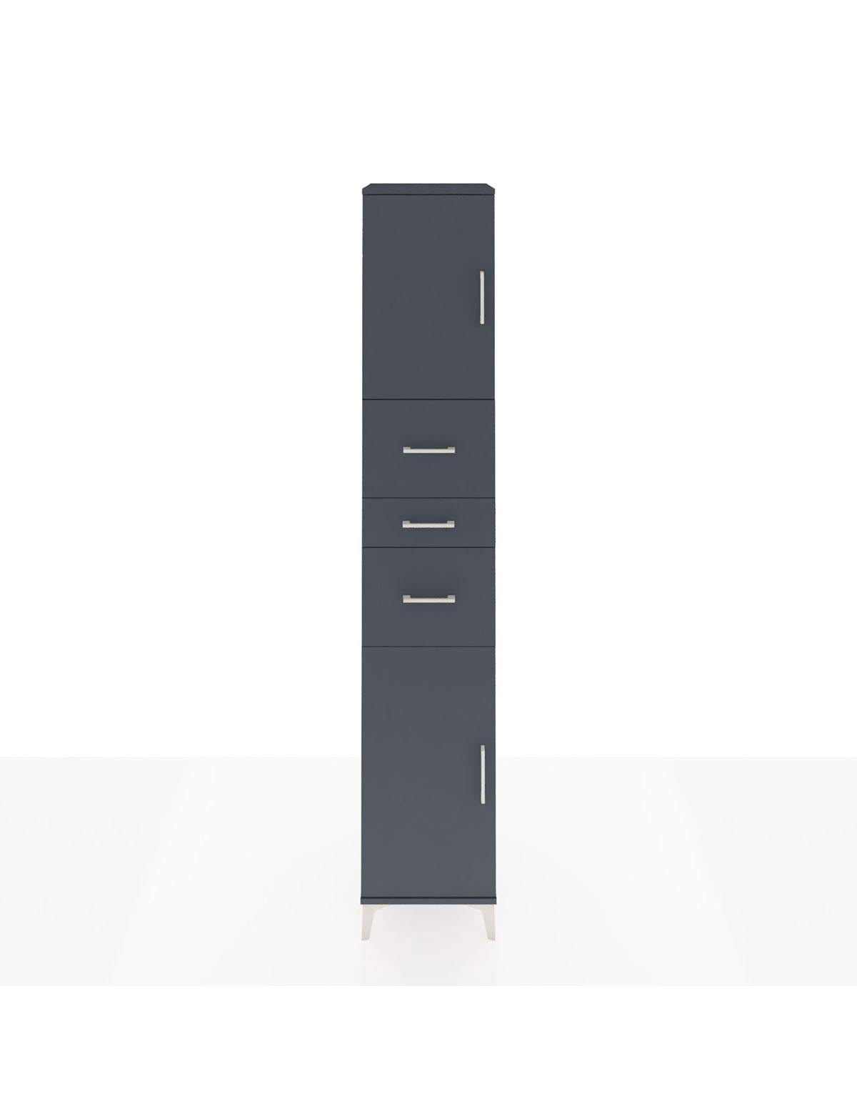 Hyperion Dolap 3 Raflı 3 Çekmeceli 2 Kapaklı 44x44x243 Antrasit-Antrasit