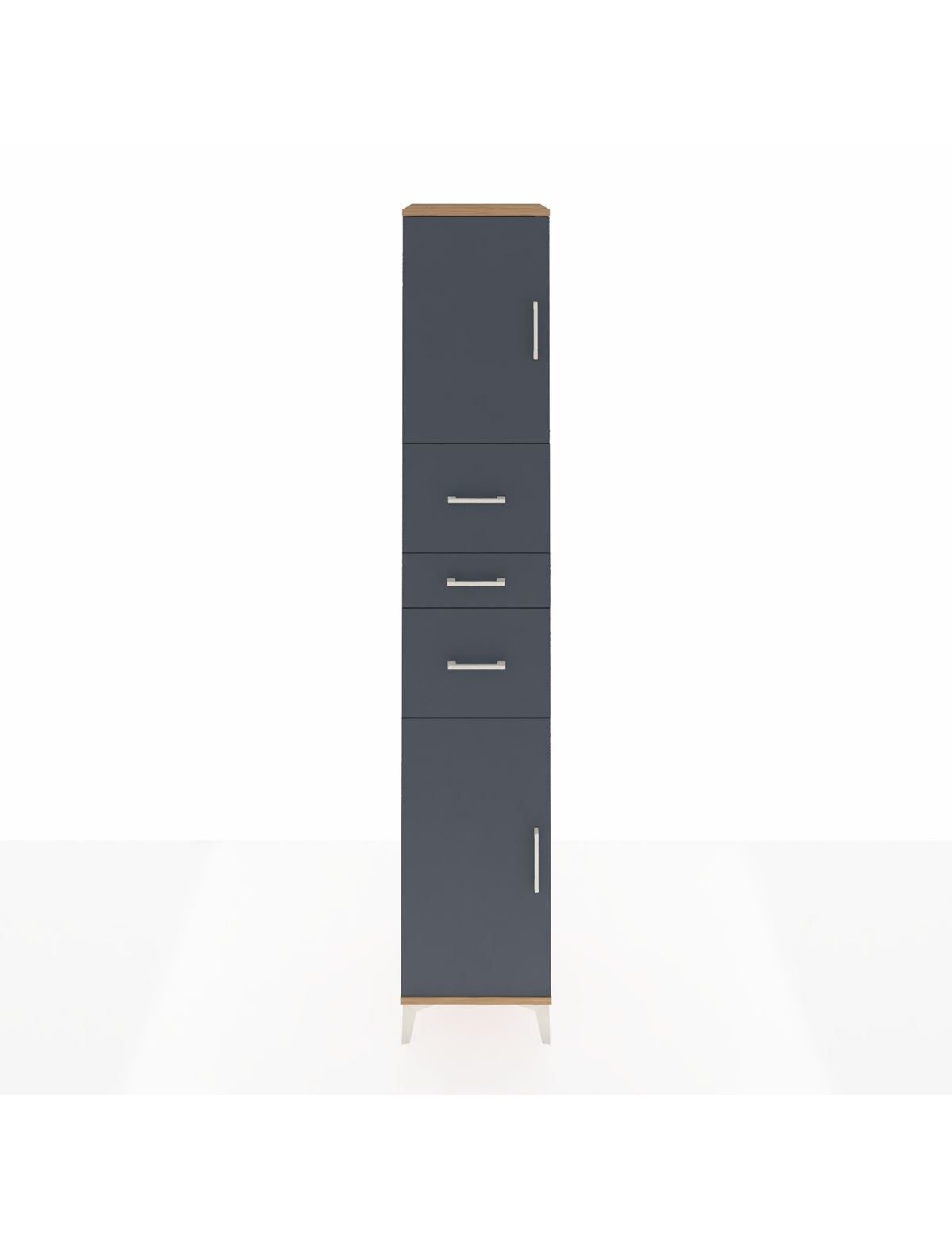 Hyperion Dolap 3 Raflı 3 Çekmeceli 2 Kapaklı 44x44x243 Çam-Antrasit