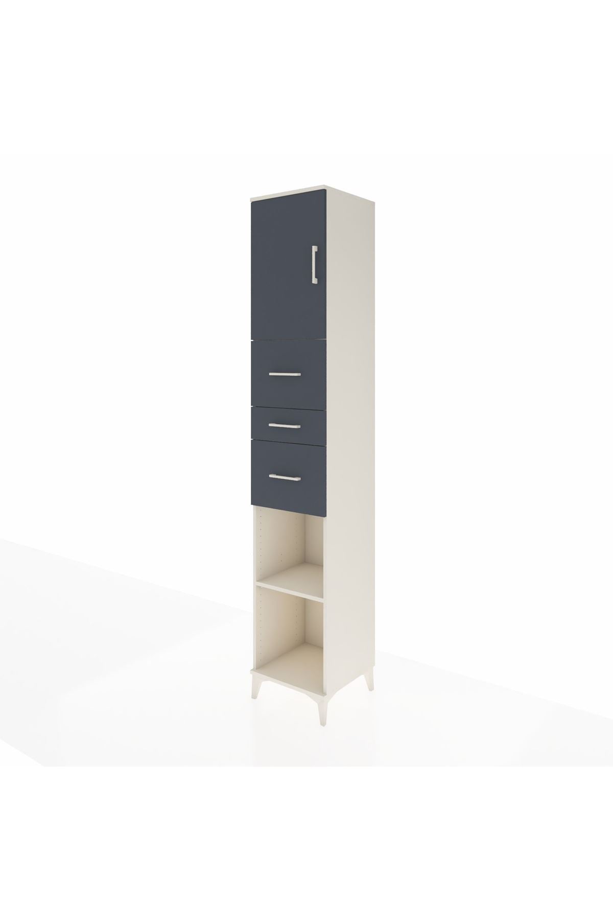 Hyperion Dolap 3 Raflı 3 Çekmeceli Tek Kapaklı 44x44x243 Aytaşı-Antrasit