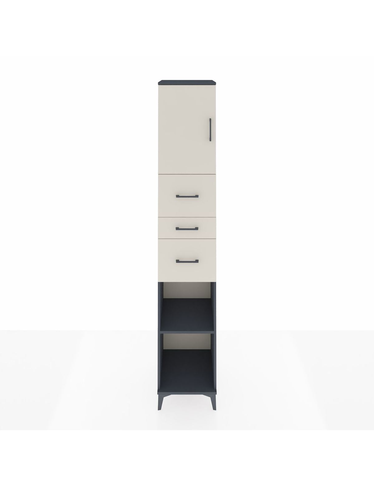 Hyperion Dolap 3 Raflı 3 Çekmeceli Tek Kapaklı 44x44x243 Antrasit-Aytaşı