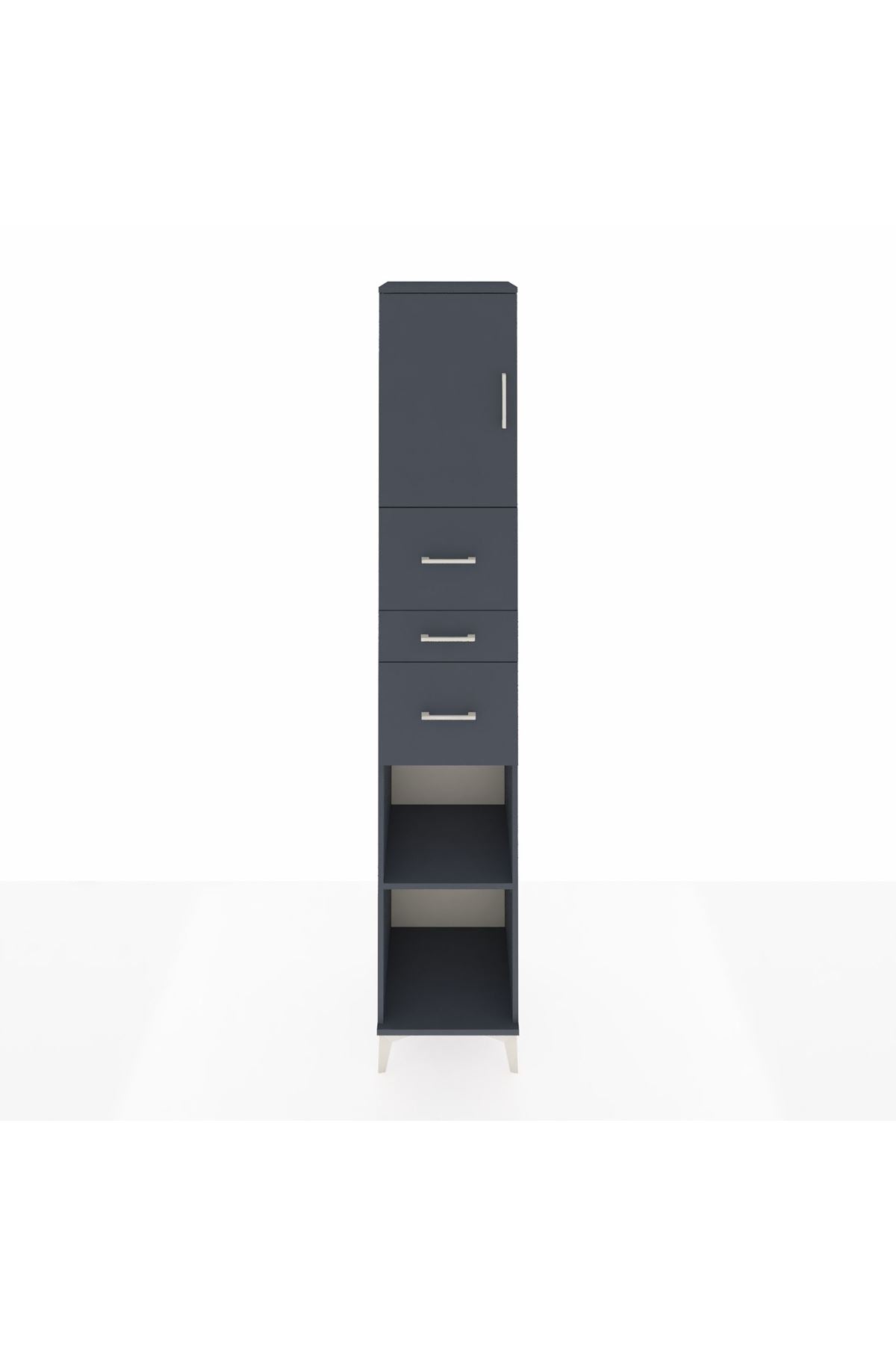 Hyperion Dolap 3 Raflı 3 Çekmeceli Tek Kapaklı 44x44x243 Antrasit-Antrasit