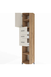 Hyperion Dolap 3 Raflı 3 Çekmeceli Tek Kapaklı 44x44x243 Çam-Aytaşı