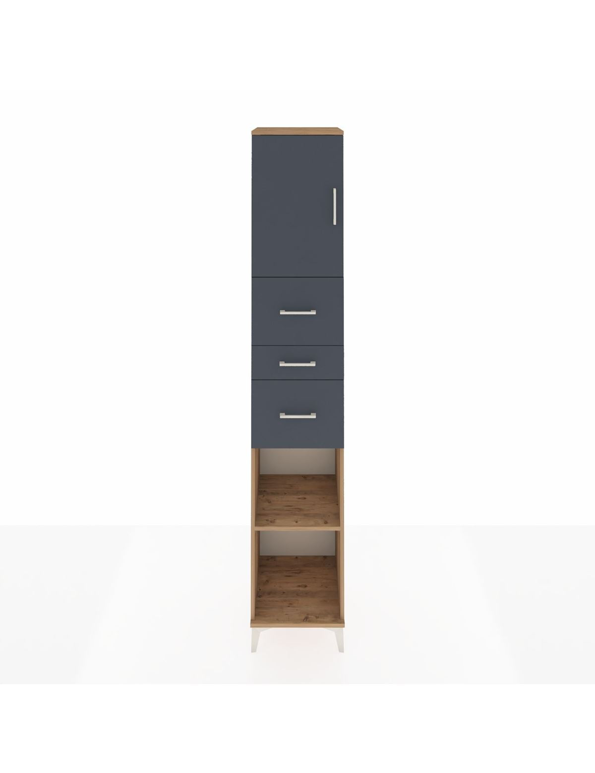 Hyperion Dolap 3 Raflı 3 Çekmeceli Tek Kapaklı 44x44x243 Çam-Antrasit