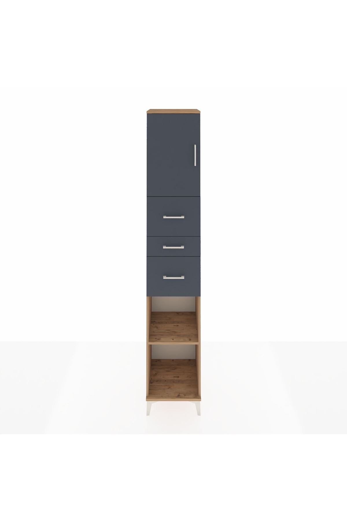 Hyperion Dolap 3 Raflı 3 Çekmeceli Tek Kapaklı 44x44x243 Çam-Antrasit