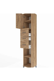 Hyperion Dolap 3 Raflı 3 Çekmeceli Tek Kapaklı 44x44x243 Çam-Çam