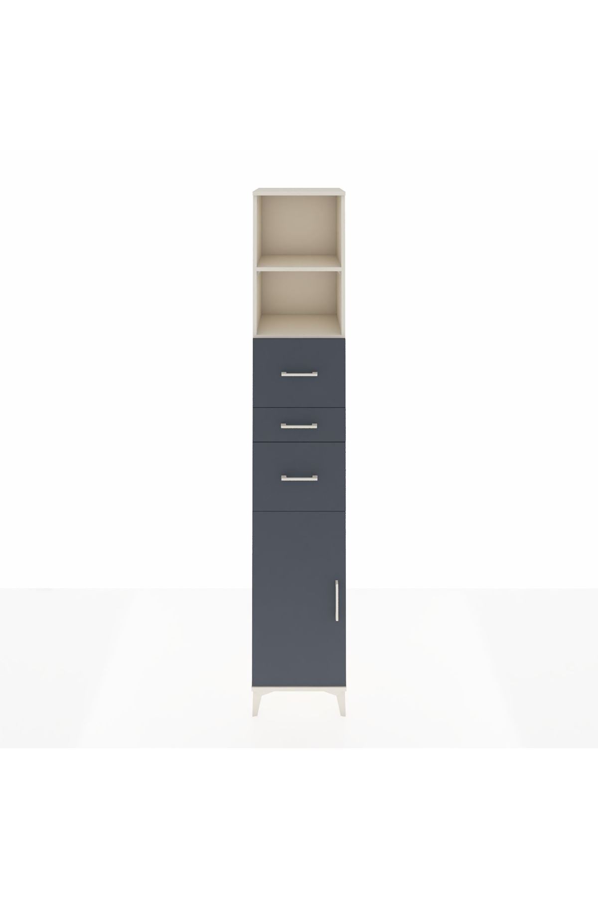 Hyperion Dolap 3 Raflı 3 Çekmeceli Tek Kapaklı 44x44x243 Aytaşı-Antrasit