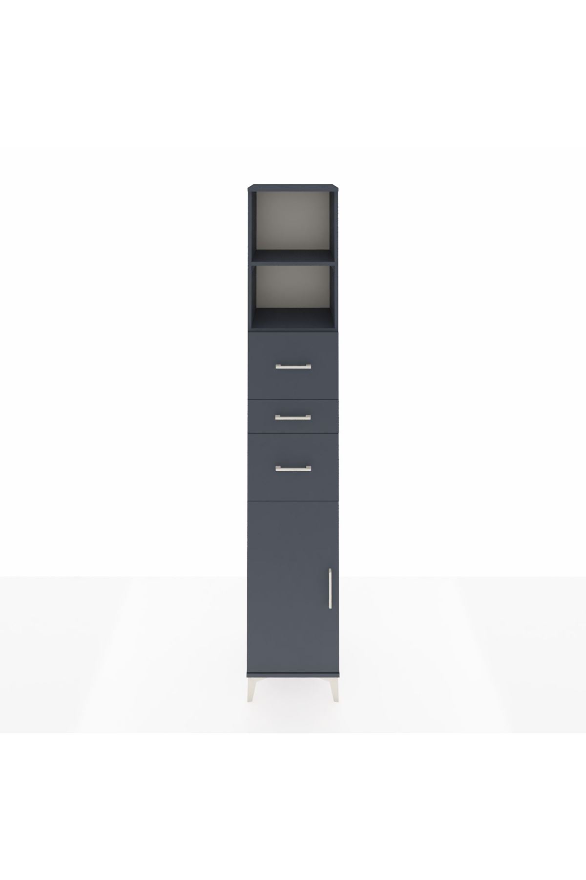 Hyperion Dolap 3 Raflı 3 Çekmeceli Tek Kapaklı 44x44x243 Antrasit-Antrasit