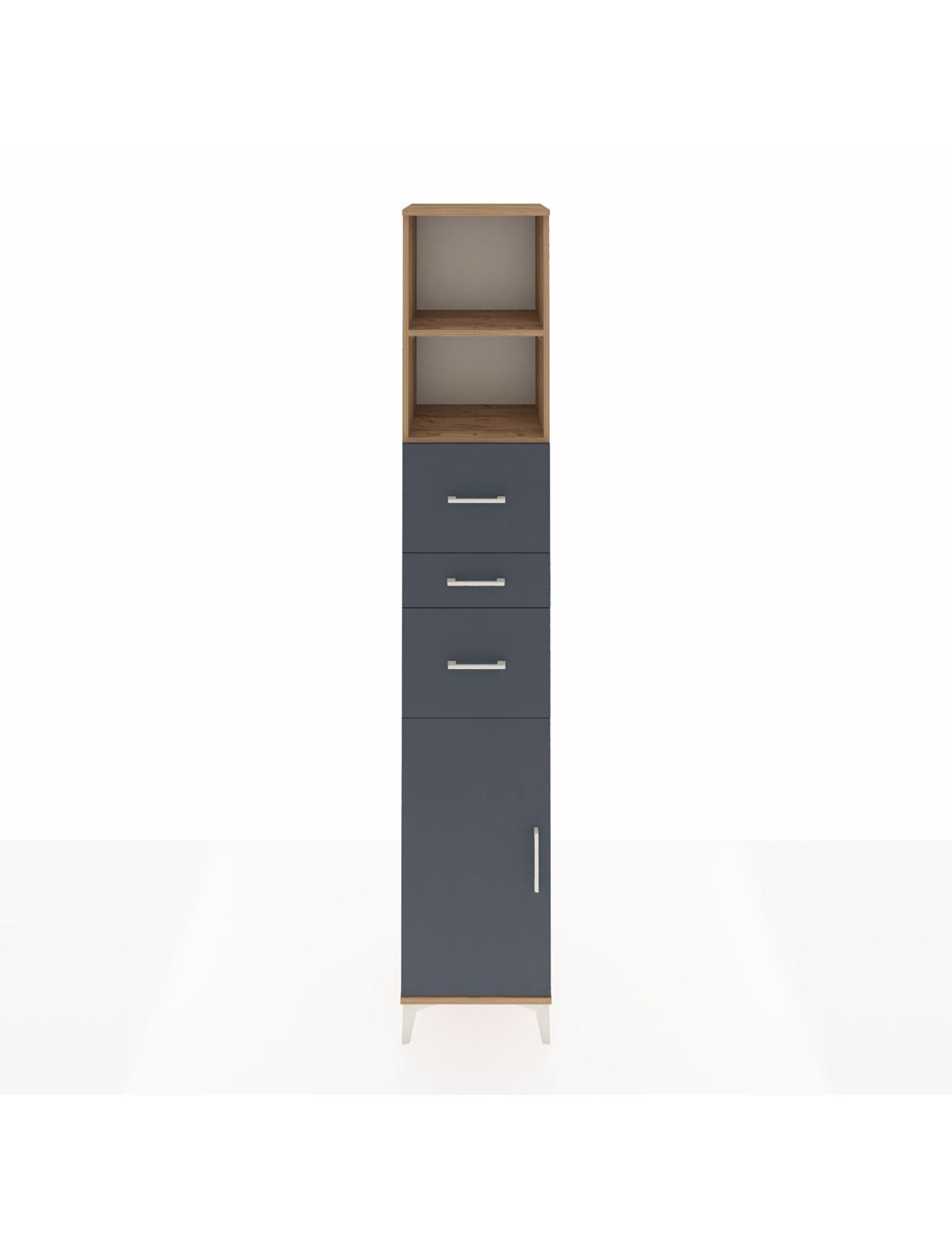 Hyperion Dolap 3 Raflı 3 Çekmeceli Tek Kapaklı 44x44x243 Çam-Antrasit