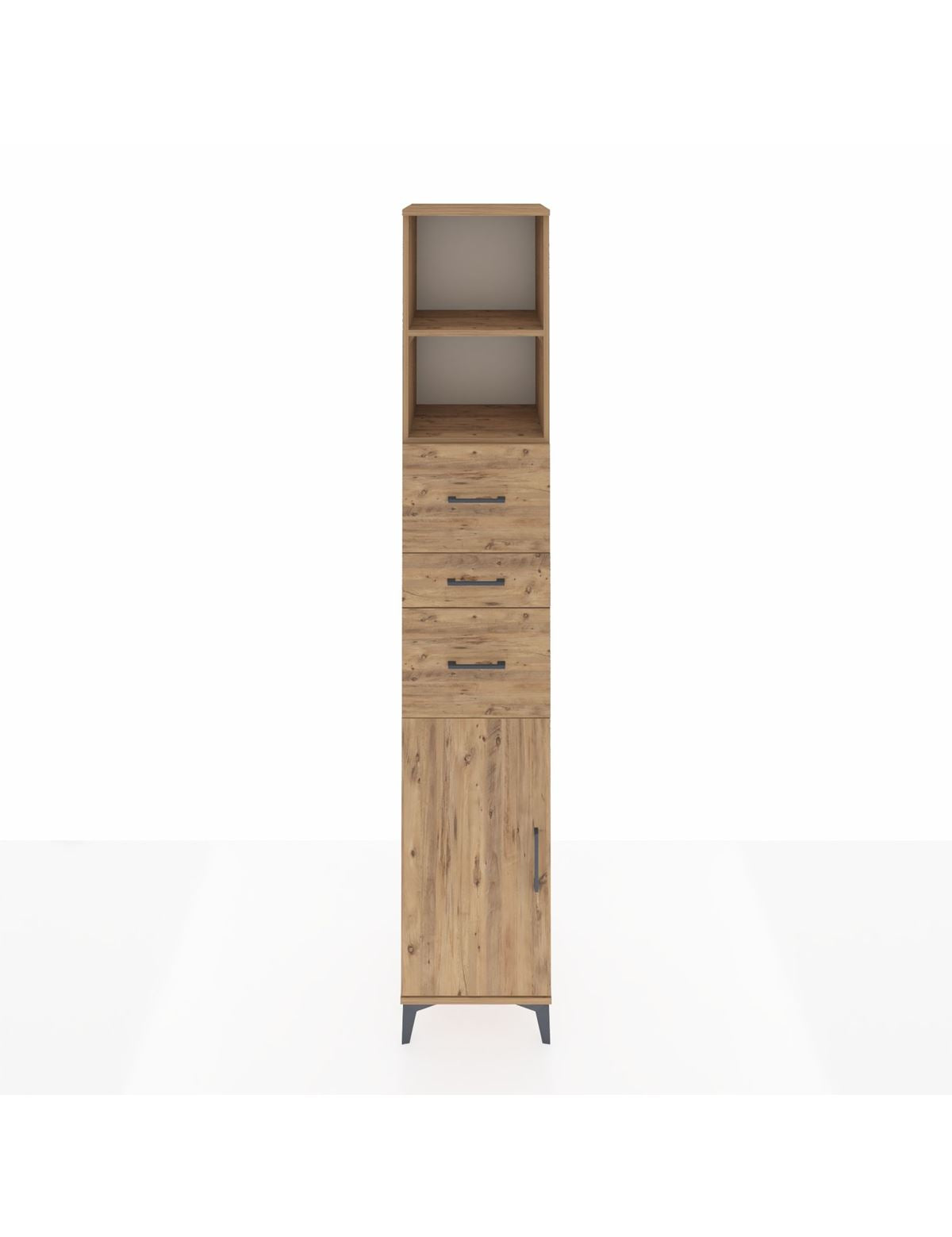 Hyperion Dolap 3 Raflı 3 Çekmeceli Tek Kapaklı 44x44x243 Çam-Çam