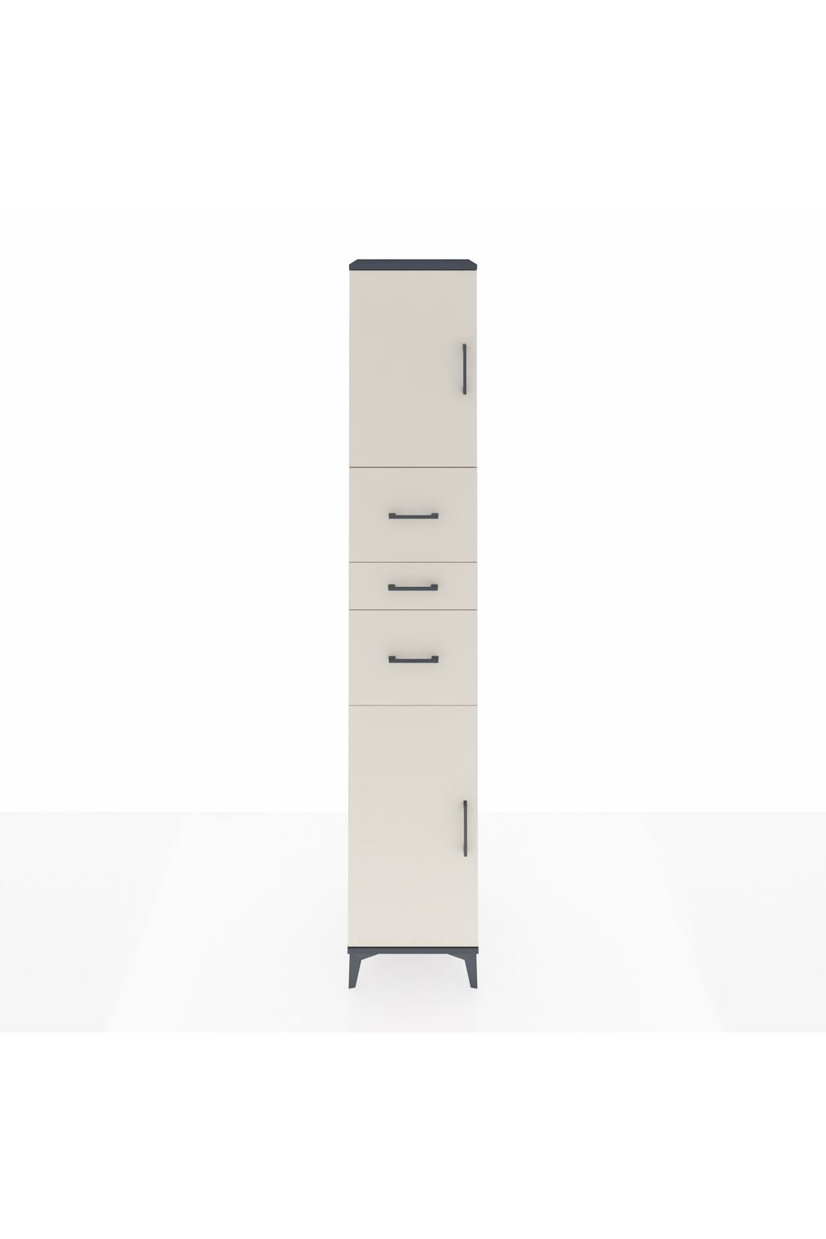 Hyperion Dolap 3 Raflı 3 Çekmeceli 2 Kapaklı 44x44x243 Antrasit-Aytaşı