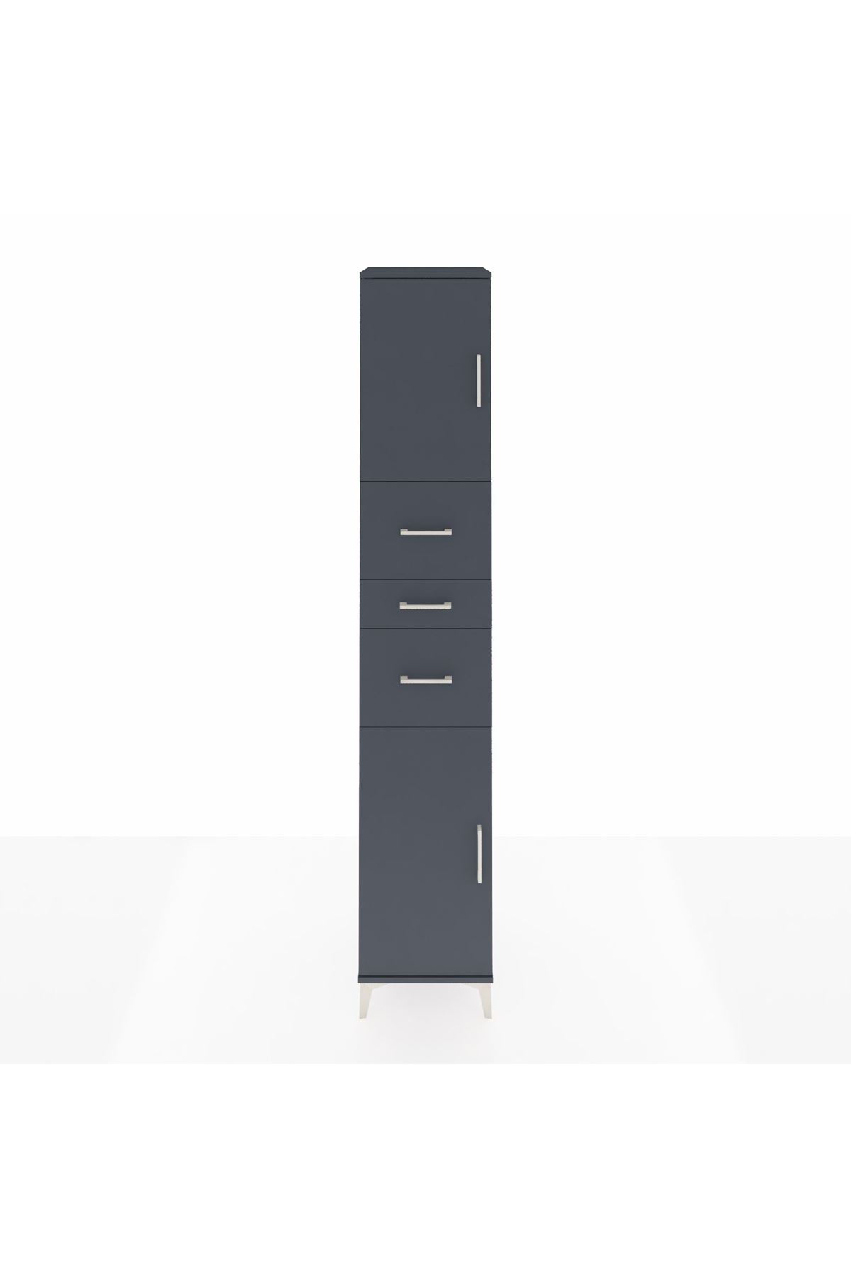 Hyperion Dolap 3 Raflı 3 Çekmeceli 2 Kapaklı 44x44x243 Antrasit-Antrasit