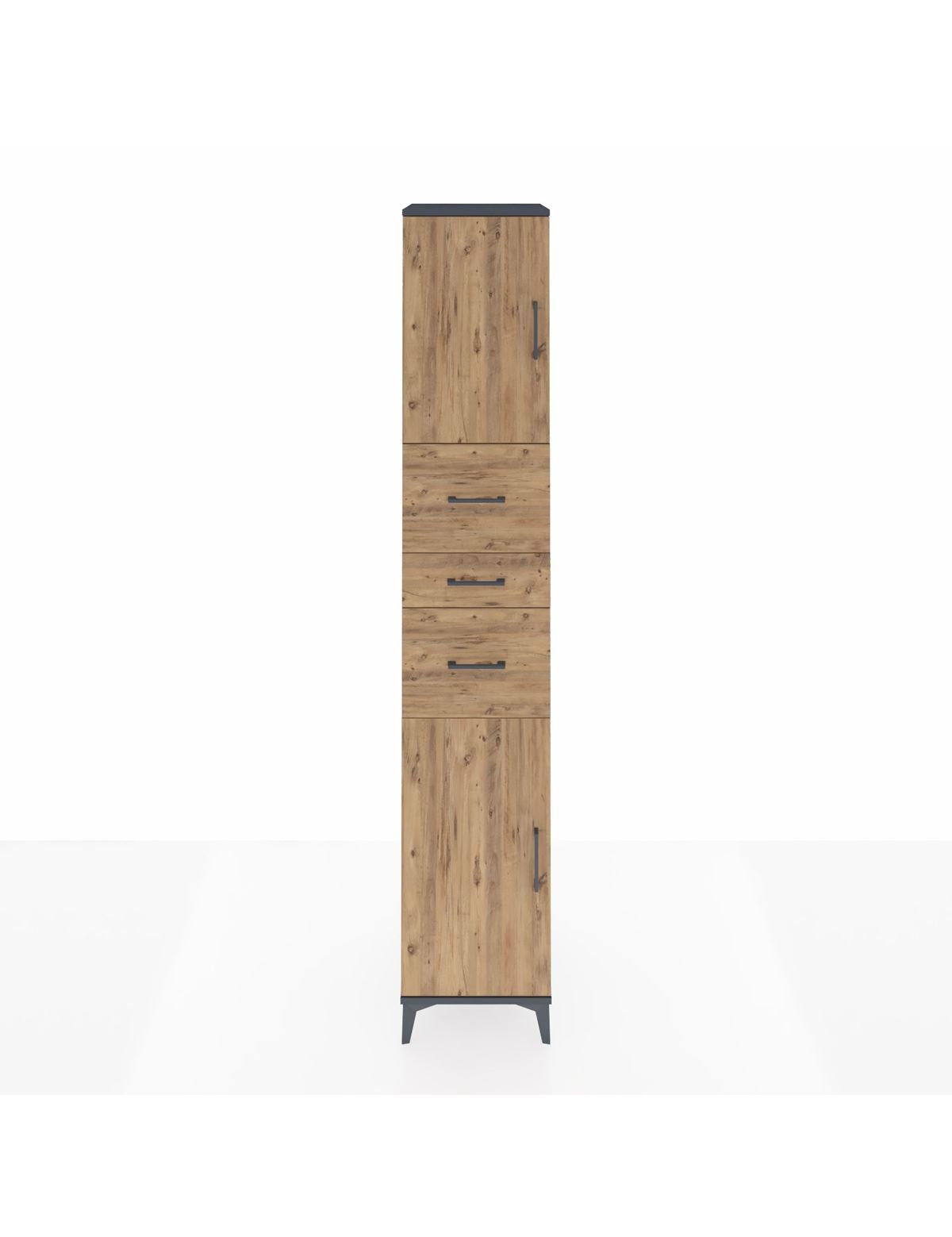 Hyperion Dolap 3 Raflı 3 Çekmeceli 2 Kapaklı 44x44x243 Antrasit-Çam