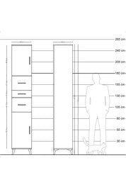Hyperion Dolap 3 Raflı 3 Çekmeceli 2 Kapaklı 44x44x243 Antrasit-Çam